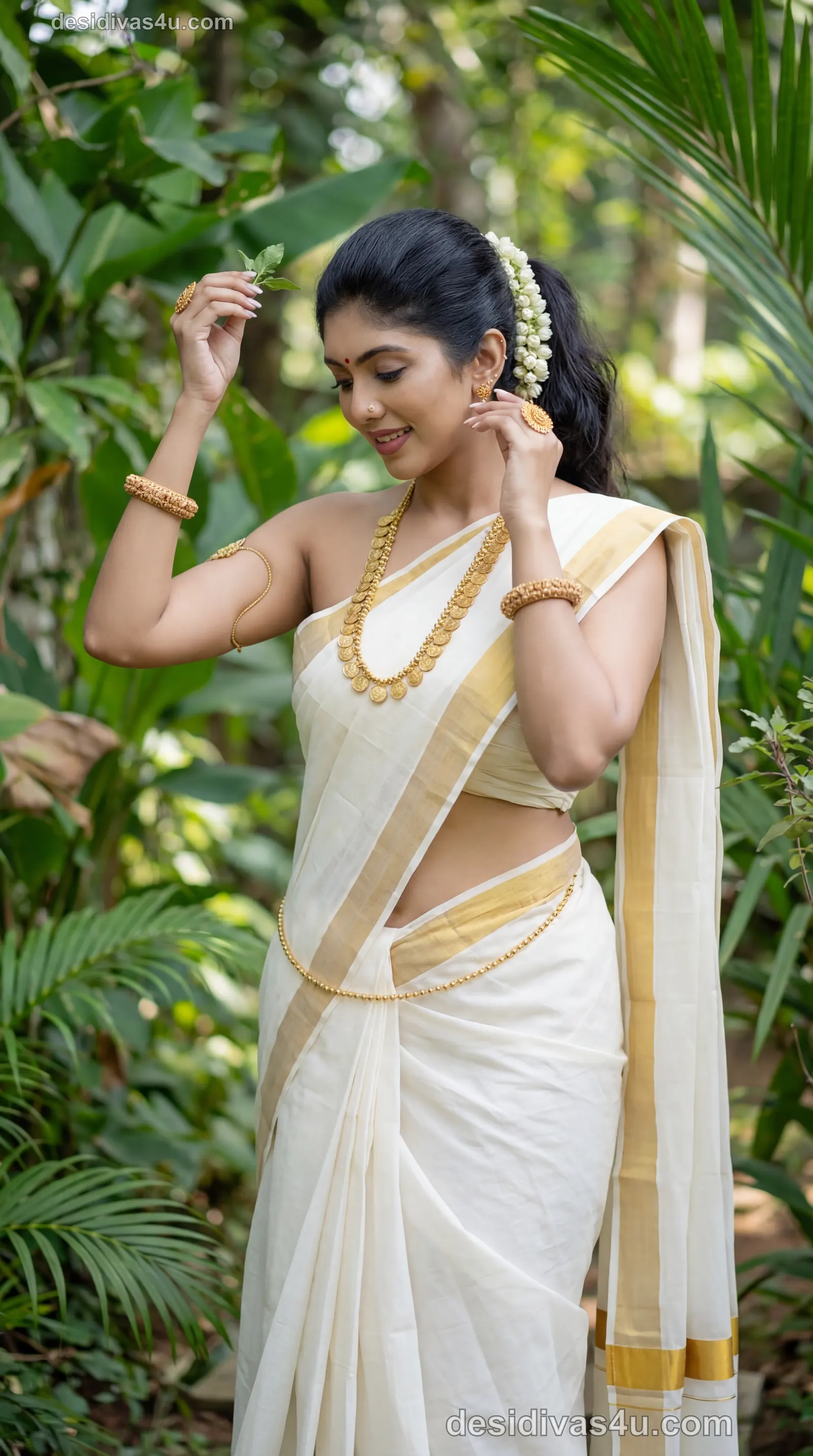 Stunning Indian woman in traditional silk saree portrait