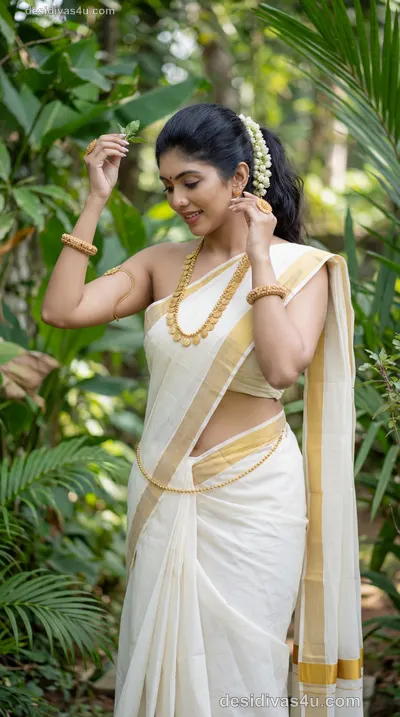 Stunning Indian woman in traditional silk saree portrait