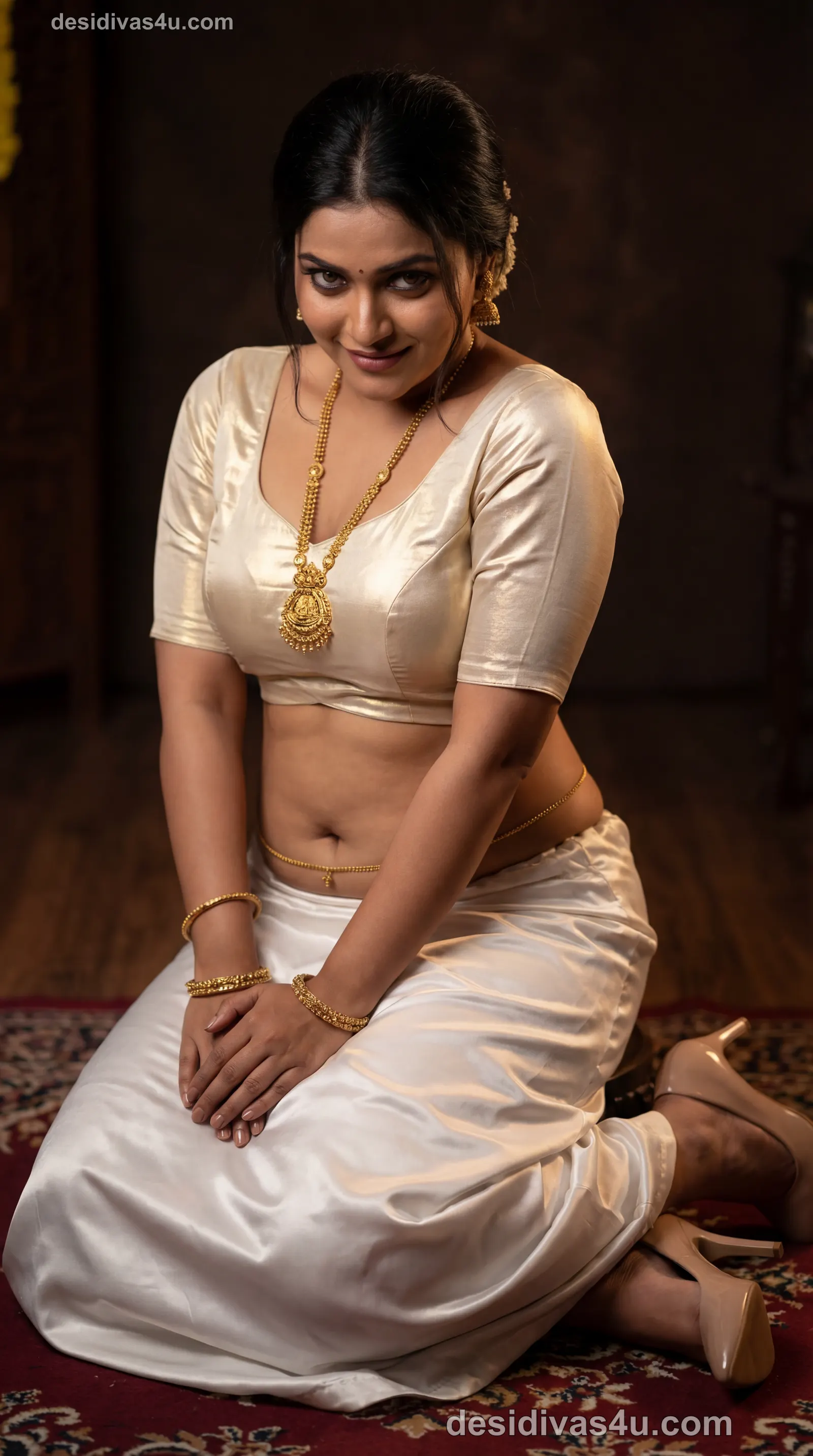 Indian woman in vibrant Rajasthani mirror work outfit