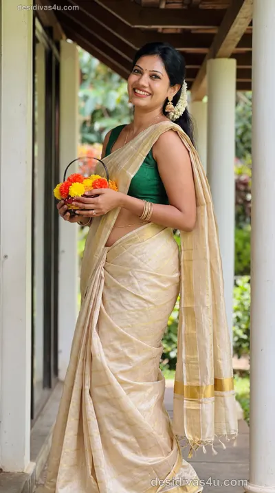 Elegant desi beauty in silk cotton saree