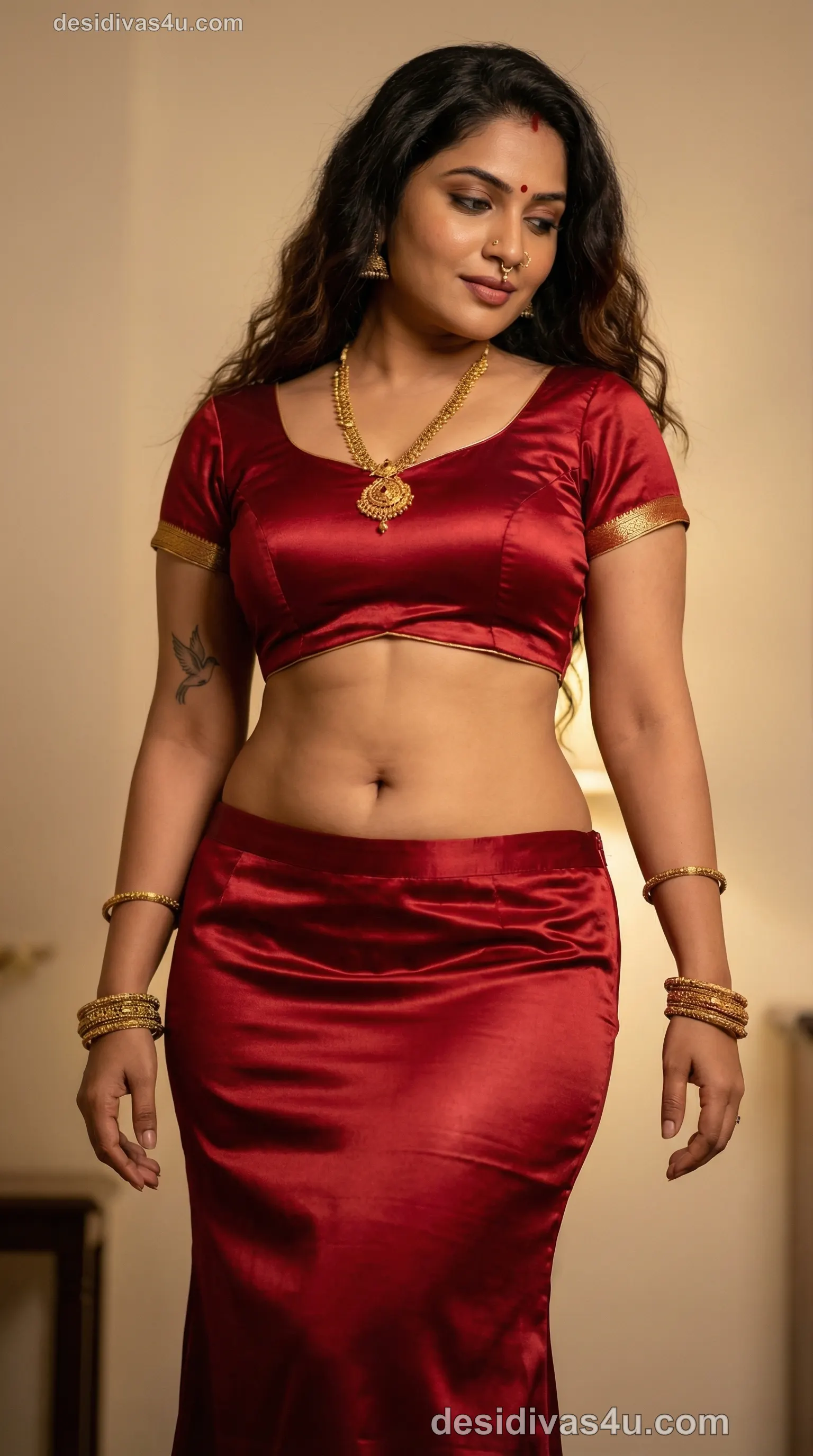 Stunning saree draping style with gold border