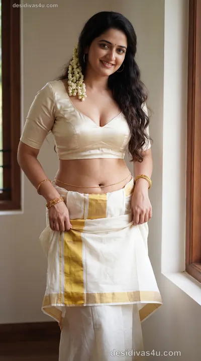 Stunning saree draping style with gold border